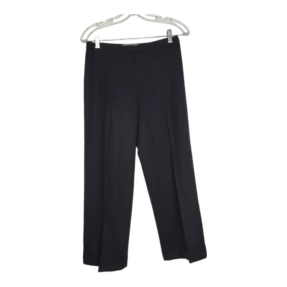 Tory Burch Women Minimaist Culottes Wool Wide Leg Business Corporate Black 0